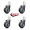 Service Caster 4'' Thermoplastic Rubber Wheel Swivel 7/16'' Grip Ring Stem Caster Set, 4PK SCC-GR20S414-TPRB-716138-4 - alternate 3